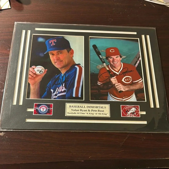 Baseball Immortals Framed Photo - Nolan Ryan & Pete Rose - Picture 1 of 1